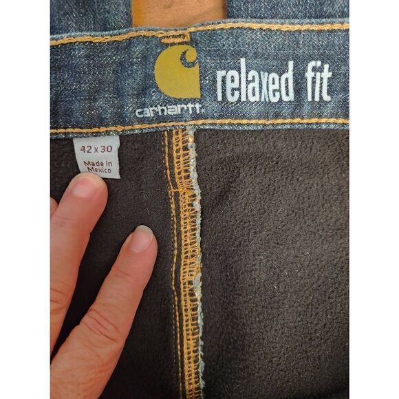 NWOT Carhartt 42x30 RELAXED FIT FLANNEL-LINED 5-POCKET JEAN - Picture 4 of 10